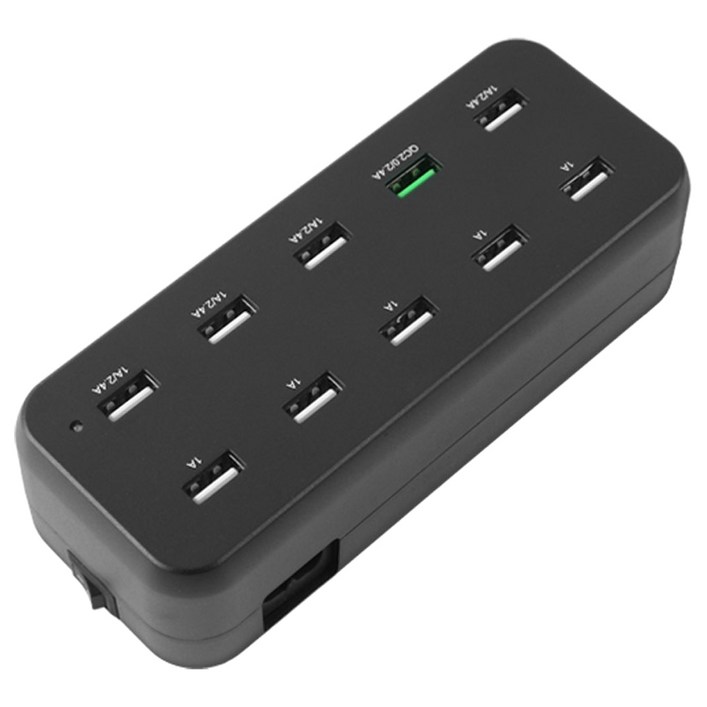 컴스마트 10포트 USB전원 멀티 충전기 Black LS414