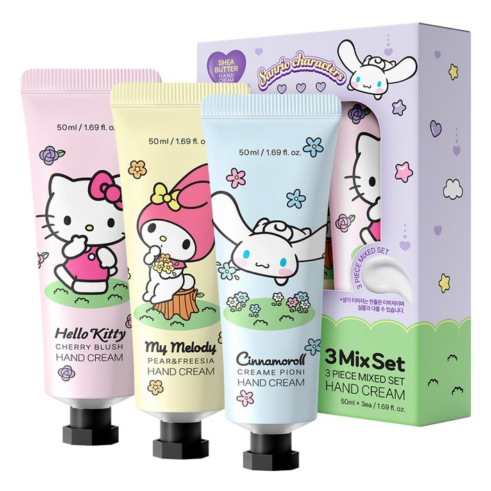 아텍스 산리오캐릭터즈 핸드크림 50ml x 3종 세트, 1세트
