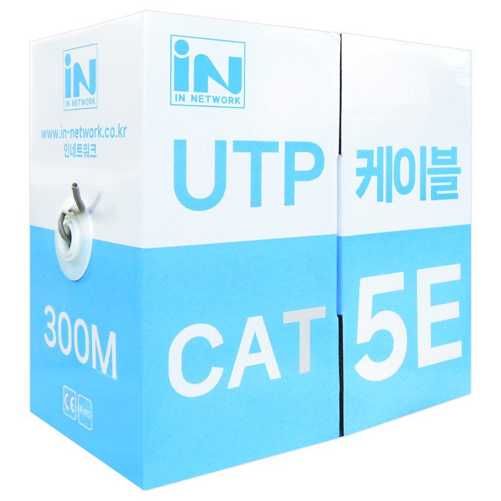 인네트워크 CAT.5E 제작용 박스형 랜케이블 IN5UTP300M, 그레이, 1개