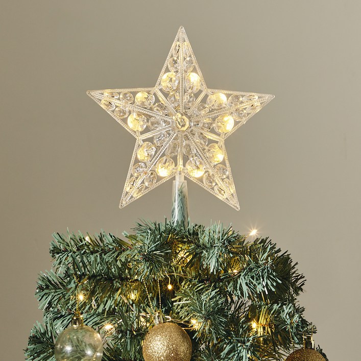 크리스마스 LED 트리 탑퍼 꼭대기 별 조명 건전지 타입 21cm