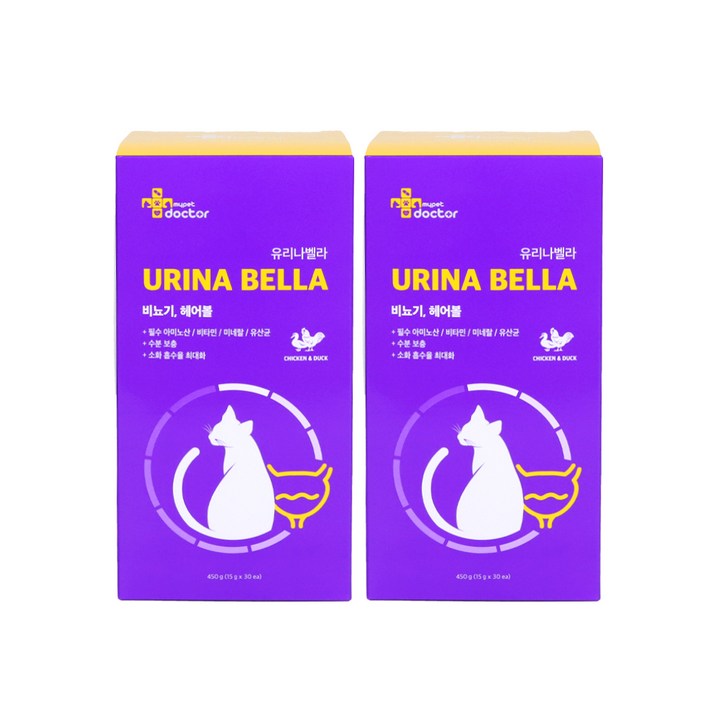 마이펫닥터 고양이 유리나벨라 영양제, 유리너리헤어볼, 450g, 2개