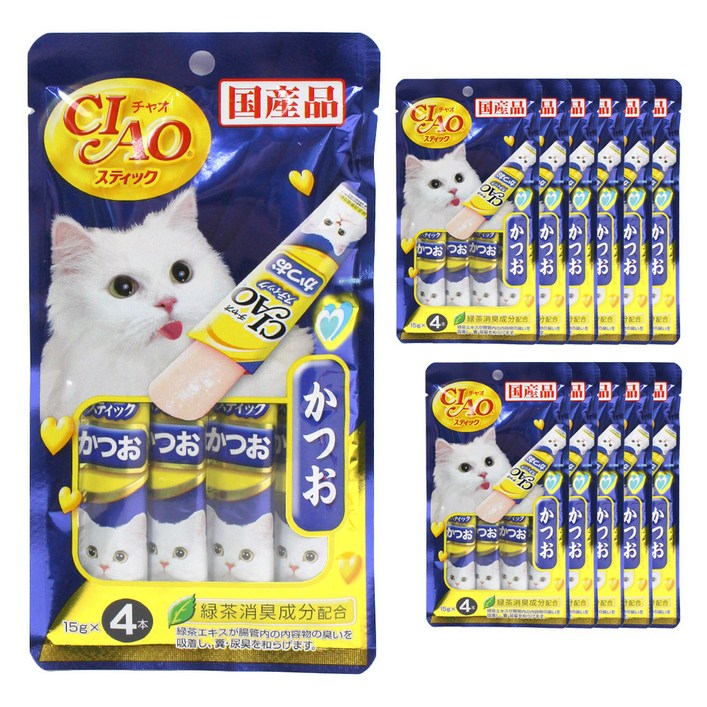 챠오츄르 이나바 스틱 고양이 간식, 가다랑어, 60g, 12개