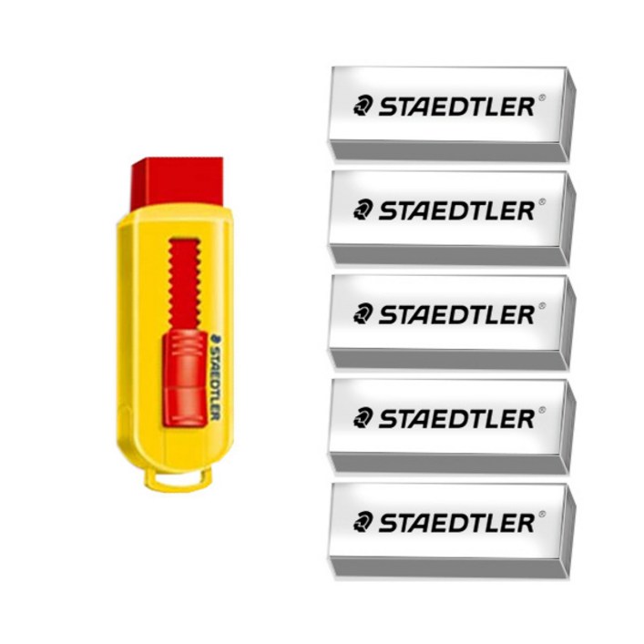 스테들러 슬라이딩 지우개 본체 랜덤 발송  리필 화이트 5p 세트, 혼합 색상, 1세트