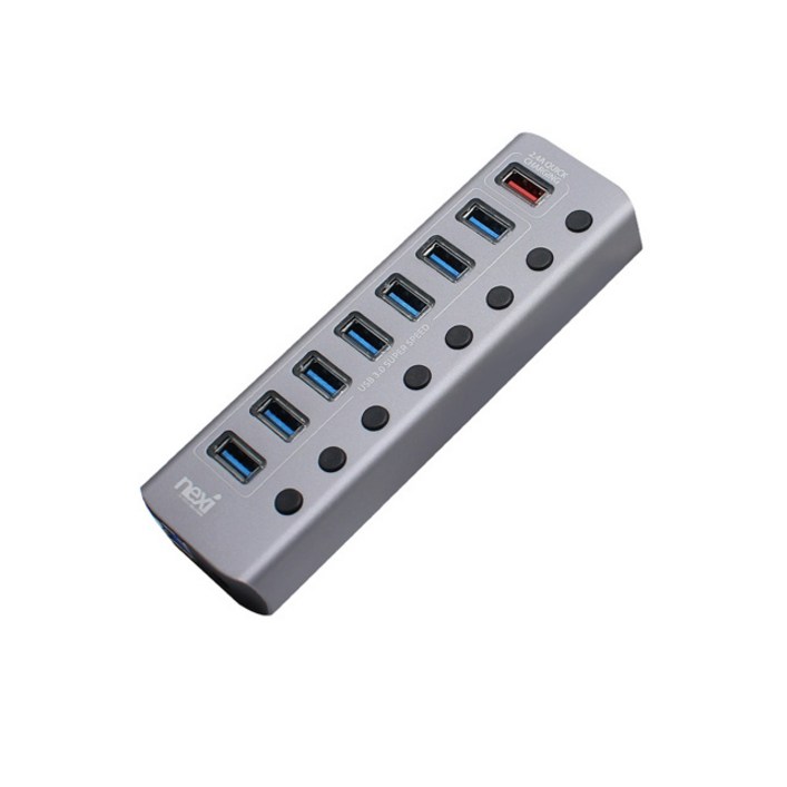 넥시 9포트 USB3.0 PD 충전 유전원 허브 NXU1009P, 혼합색상, 1개