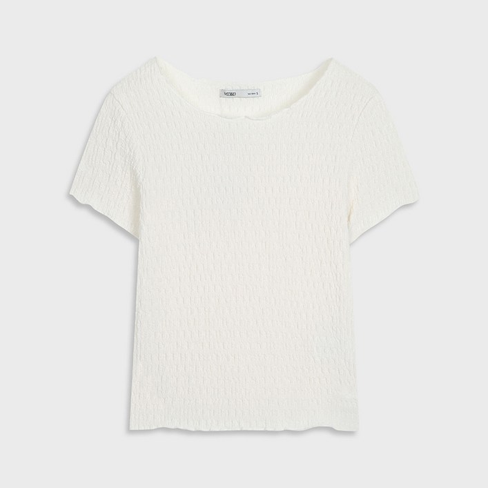 미쏘 여성용 날라리넥 소재변형 반팔 티셔츠