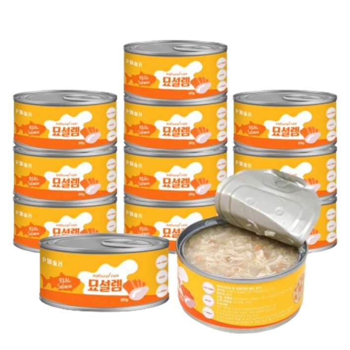 페슬러 고양이 묘설렘 간식 내추럴 캔, 혼합맛닭가슴살연어, 80g, 12개