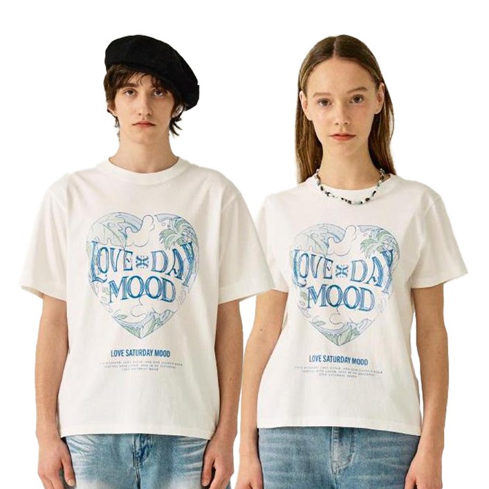 세터 남녀공용 러브 데이 무드 오션 그래픽 반팔 티셔츠