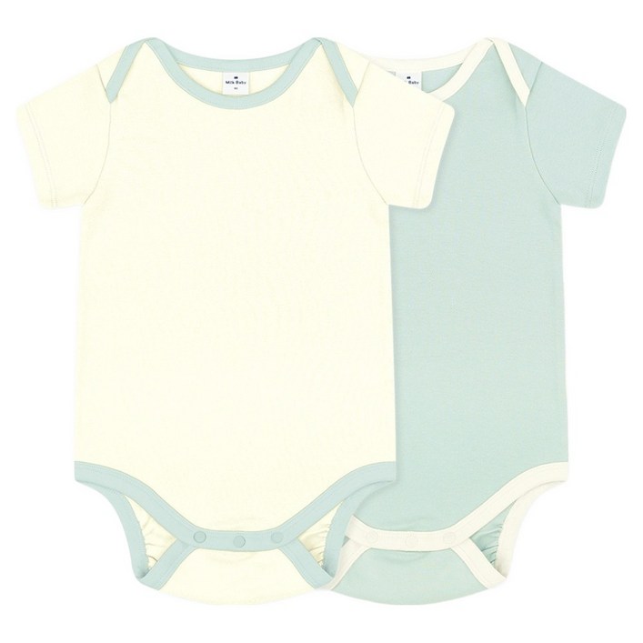 밀크베이비 유아용 베베 반팔 우주복 유아바디수트 2종 세트