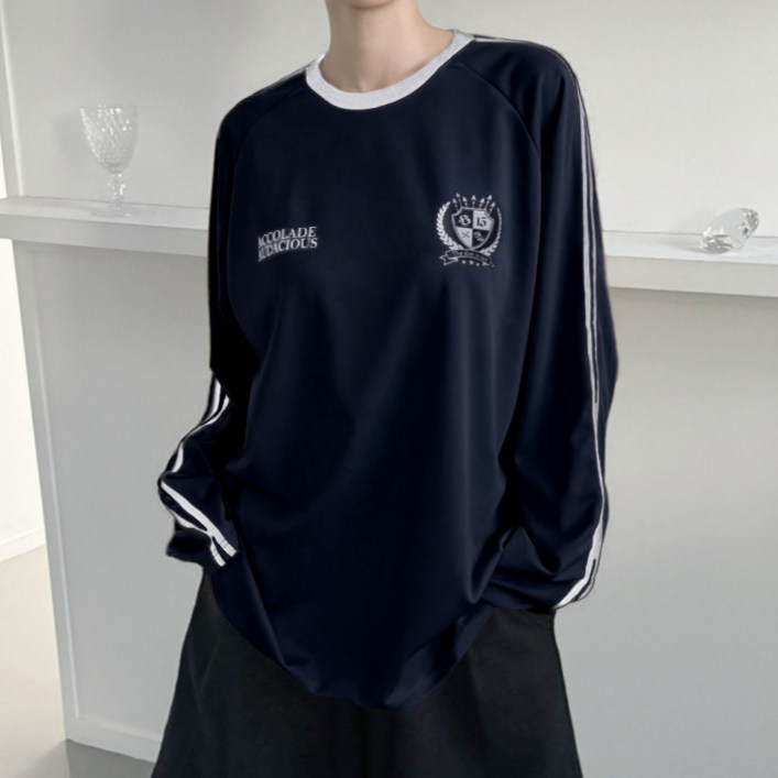 라라온 여성용 라운드넥 트랙 져지 긴팔 티셔츠 TSP2897