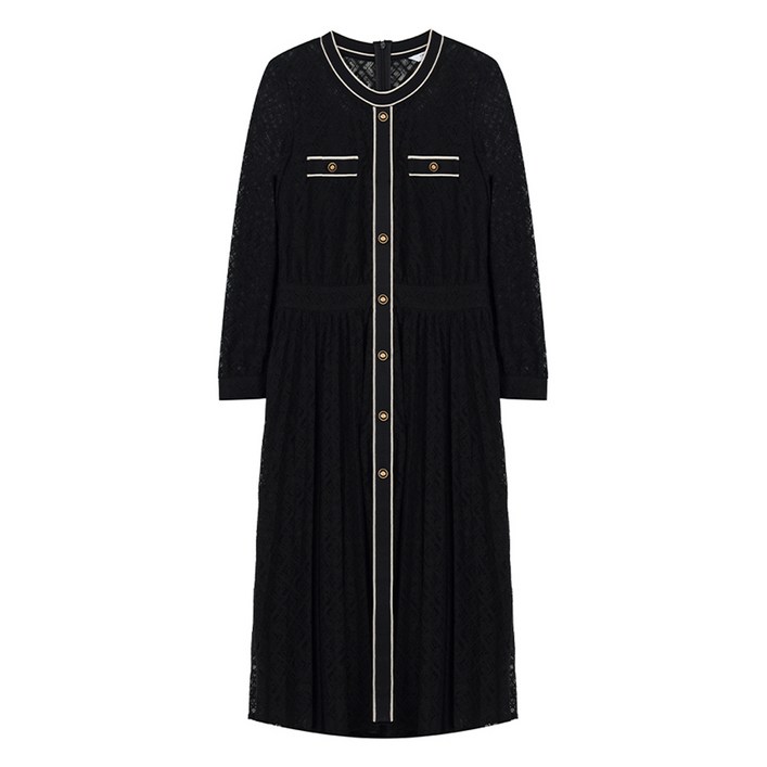 크로커다일 레이디 배색단 포인트 허리주름 보온 롱원피스 CLBWOP302