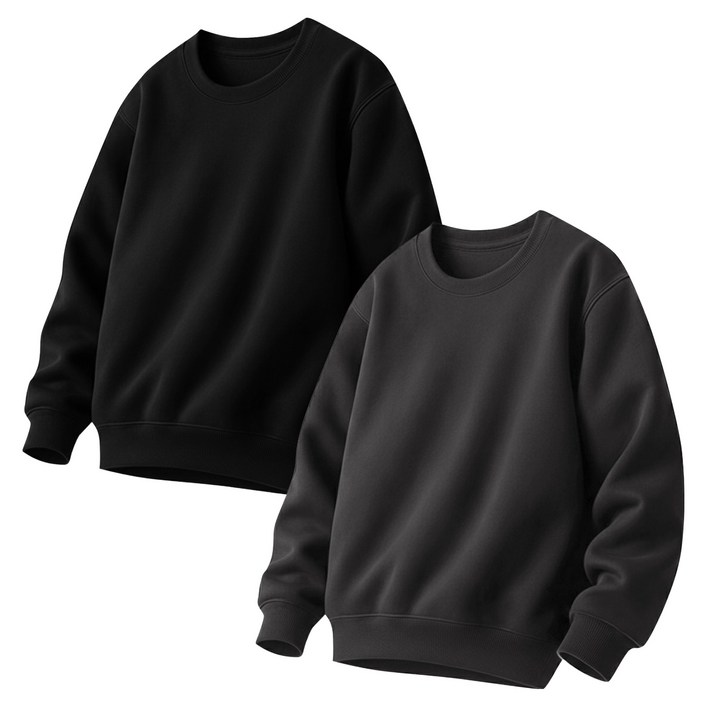 맨인모드 남녀공용 미니멀 세미 오버핏 맨투맨 2종 세트 D0512