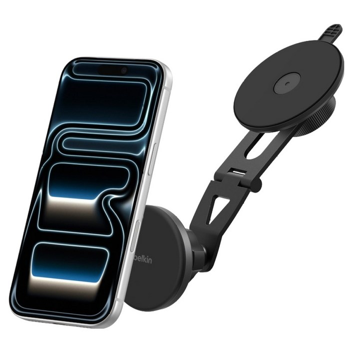 벨킨 부스트차지 마그네틱 Qi2 15W 전기차 차량용 고속 무선 충전기, 블랙, WIC013fqBK