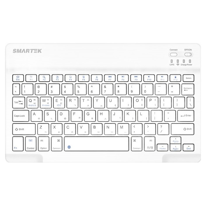 스마텍 충전식 슬림 미니 저소음 C타입 블루투스 무선 텐키리스 키보드, 무접점, White, STBK4000