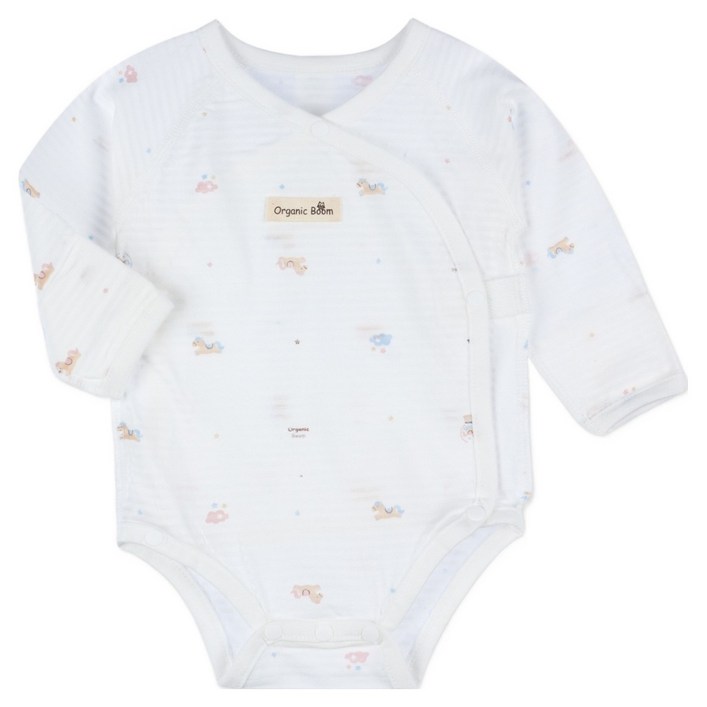 오가닉붐 신생아용 병오해 붉은 말띠 썸머 스냅 배냇 바디슈트