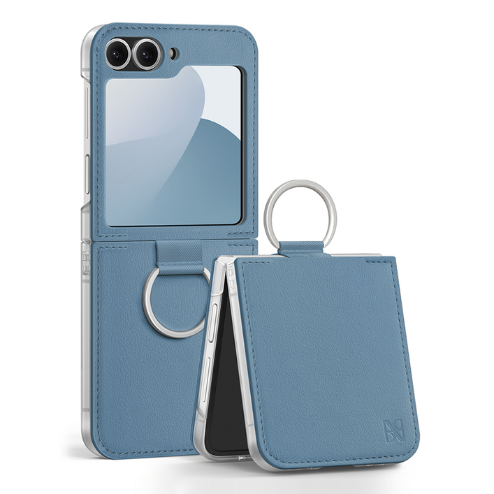 어썸디자인 플랫 수제 가죽 휴대폰 케이스 + 링 세트