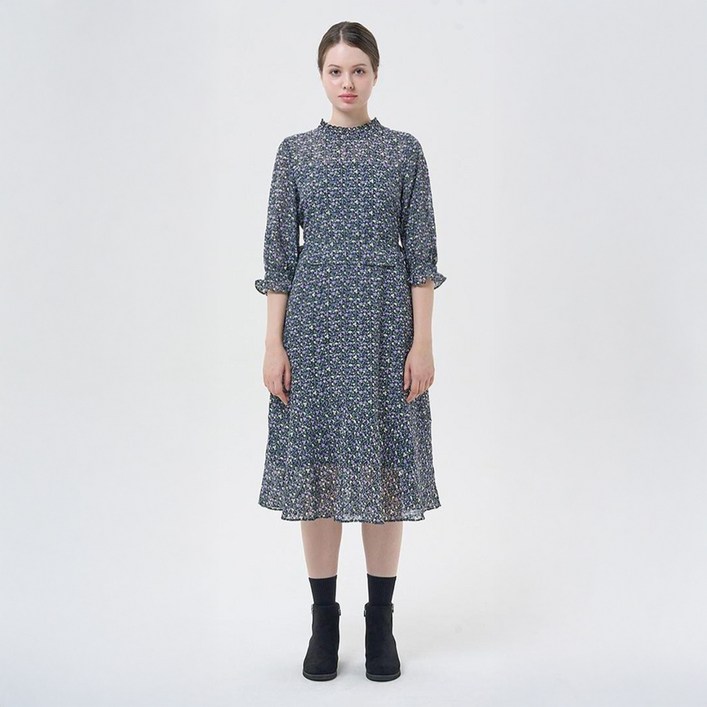 올리비아하슬러 여성용 플라워 패턴 포인트 롱 원피스 OHCFOP101