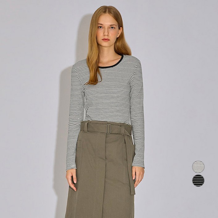 쉬즈미스 여성용 스트라이프 라운드 티셔츠 SAJTSO32050