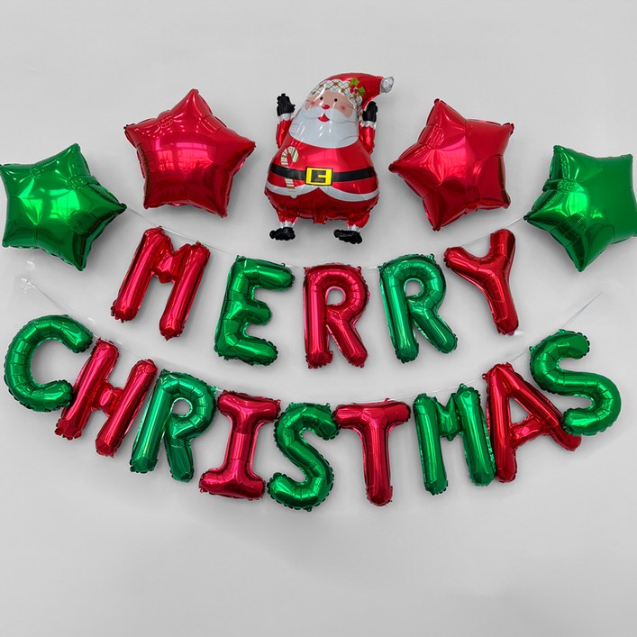 미미파티 크리스마스 파티 풍선 가랜드  산타풍선 세트, 레드  그린, 1세트