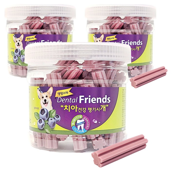 댕댕스타 강아지 덴탈프랜즈 간식, 블루베리, 300g, 3개