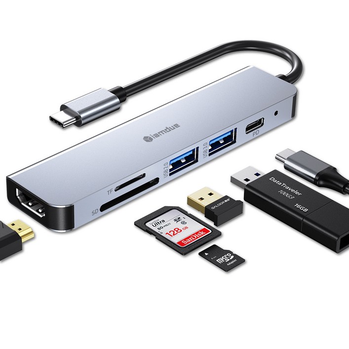 아이엠듀 6in1 USB C타입 허브 HDMI 4K 멀티포트 맥북 노트북 CUH606