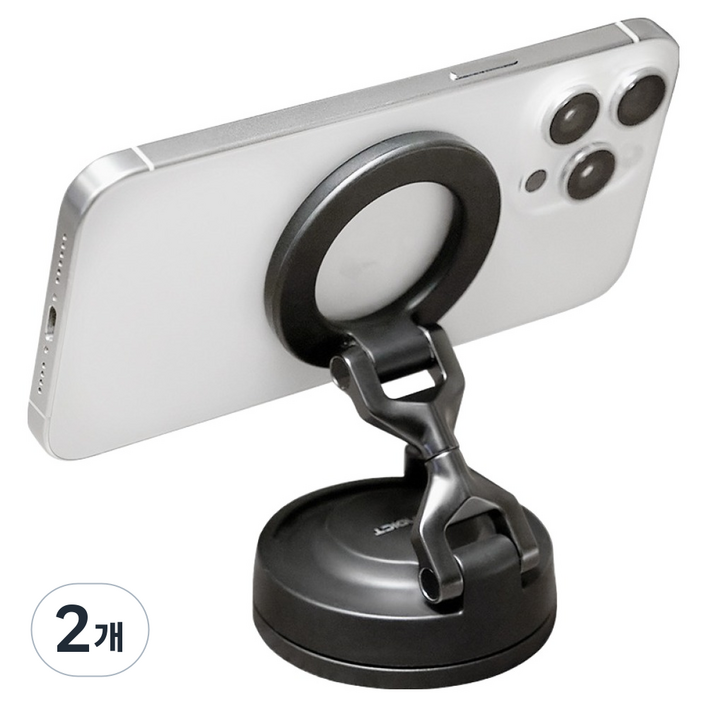벤딕트 흡착식 차량용 에어로락 핸드폰 거치대, 2개, 블랙