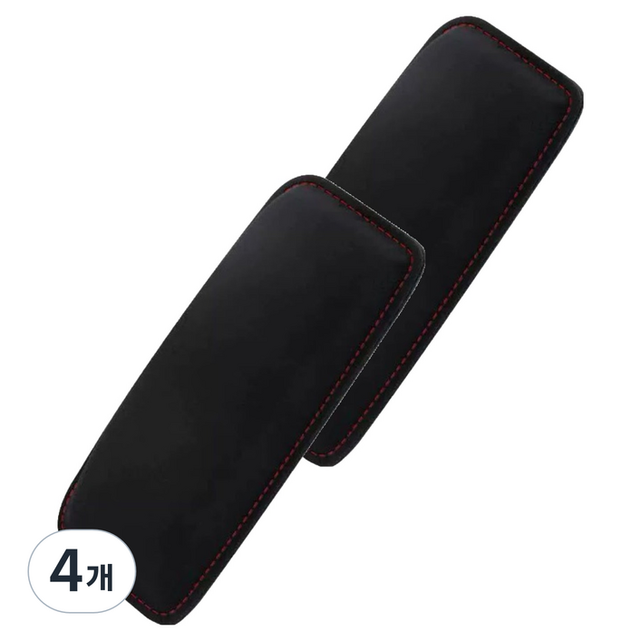 크로니클 차량용 장거리 운전 두툼 무릎 쿠션 패드 전체차량 호환, 스웨이드 레드 스티치, 4개