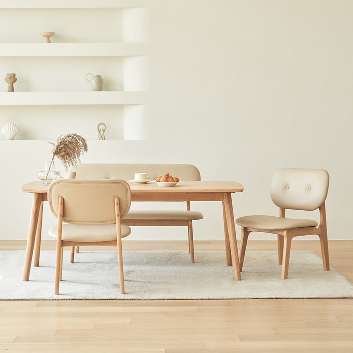 레이디가구 스칸딕 패밀리 낮은 식탁세트 4인용 와이드형 방문설치
