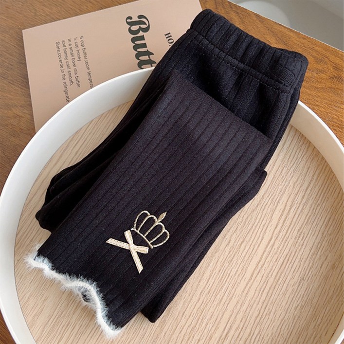 하라로이 여아용 기모 왕관 레깅스