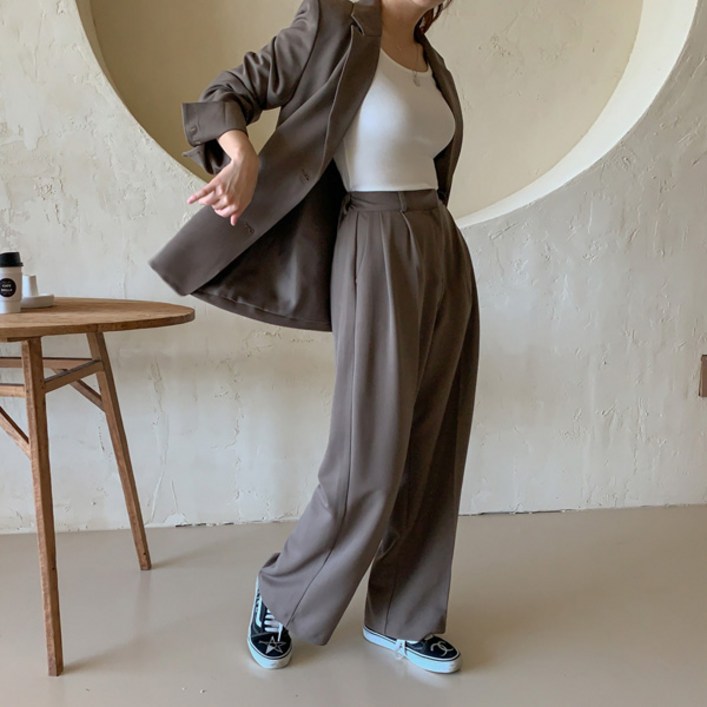 토마토팩토리 여성용 베이직 자켓 + 와이드 슬랙스 세트