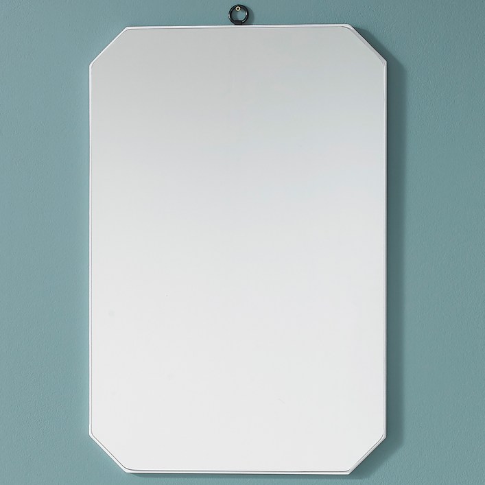 프랑 팔각 벽거울 310 x 510 mm, 화이트 우드