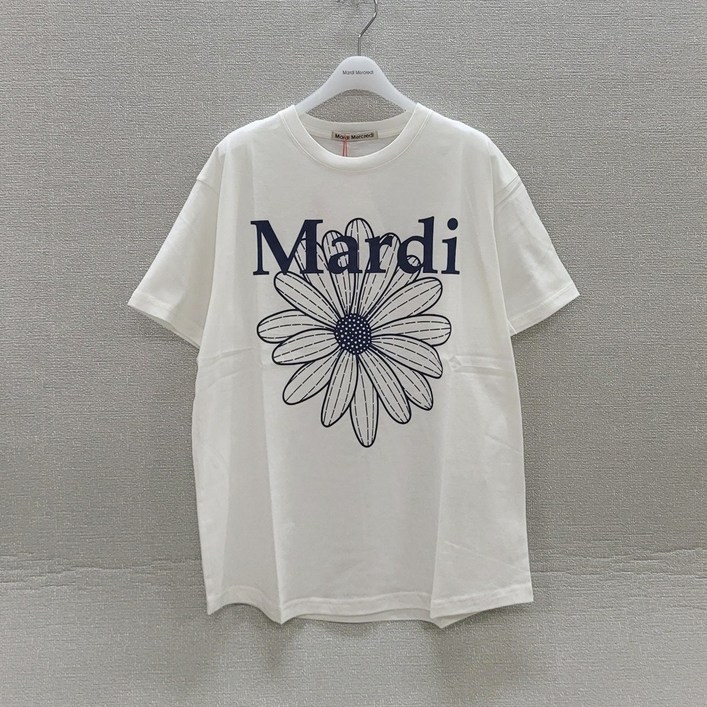 [국내정품] 마르디메크르디 TSHIRT FLOWERMARDI_반팔 티셔츠_화이트 네이비