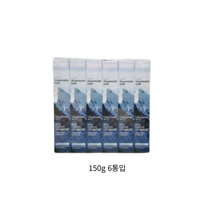 2080 퓨어 마운틴솔트 치약 크리스탈 민트, 150g, 6개