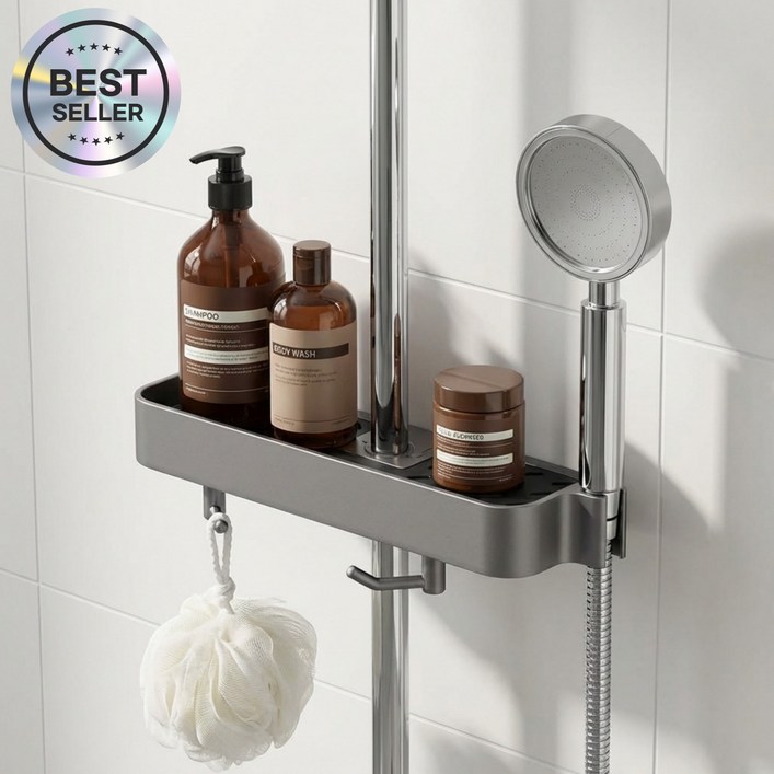 루니텍 샤워봉 무타공 간편설치 욕실선반 고급형