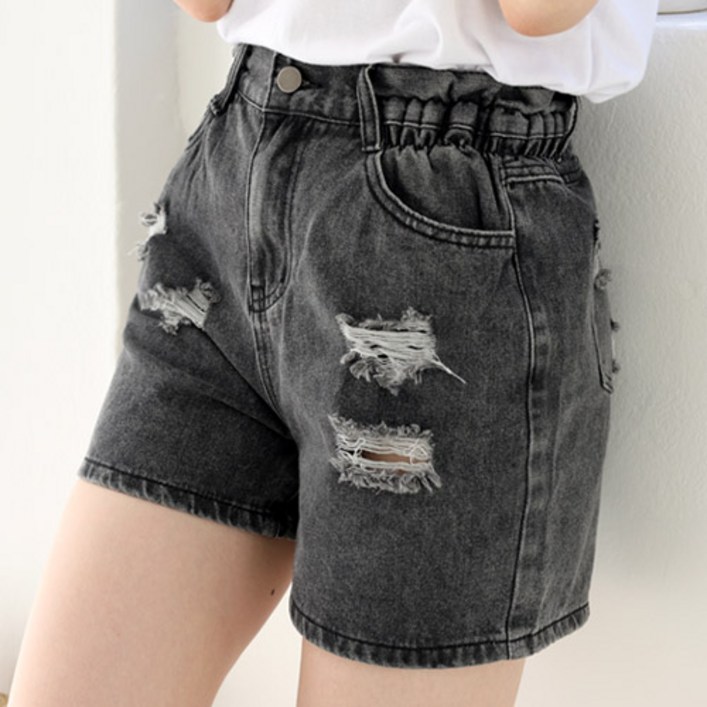 탑스웨이크 허리가 편한 옆밴딩 헤짐 청반바지 3컬러 빅사이즈 2636 2422