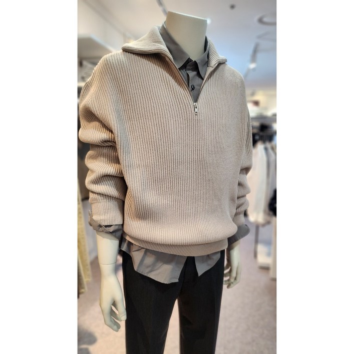 지오다노 남자 스티치 목넥 반집업 니트 스웨터 3컬러 055913