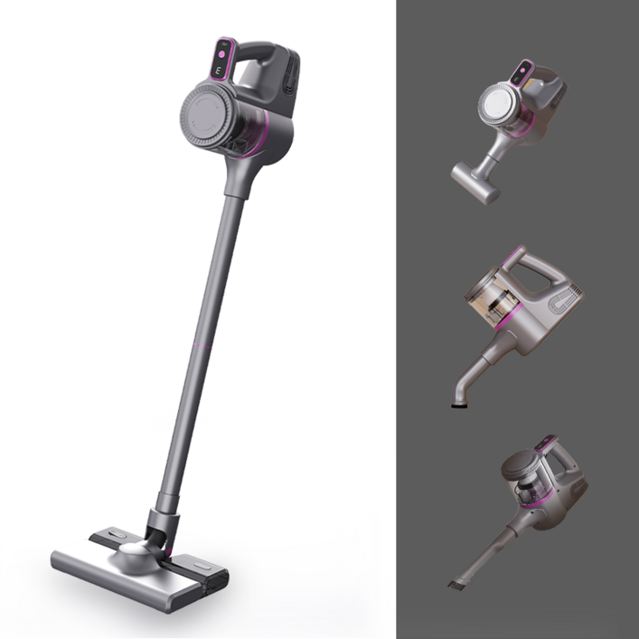 AOSS 4IN1 진드기 무선 진공청소기 강력한 흡입력을 가진 스틱형 핸디 청소기, 그레이