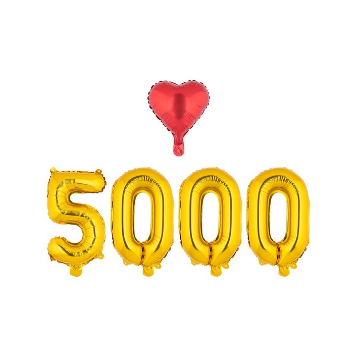 아트포유 1000일 천일 풍선 이벤트 세트 5P, 1개, 옐로우 골드 5000
