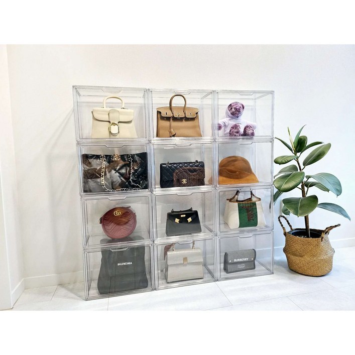 특대형 명품 신발 가방보관함 투명 아크릴 가방정리함, 402530cm, 6개, 투명402530cm
