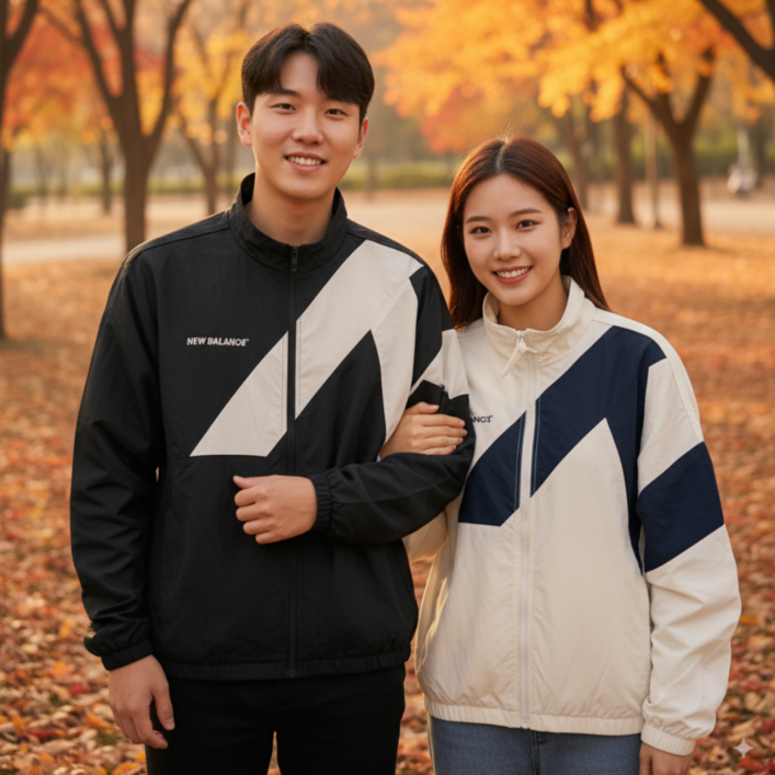 뉴발란스 남녀공용 바람막이 컬러블록 웜업자켓 간절기 윈드브레이커 자켓