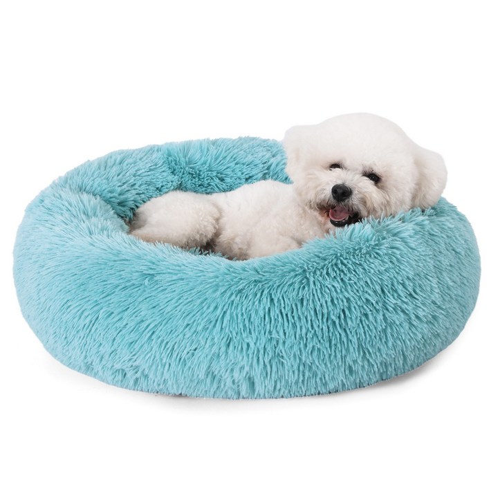 EMME 원형 푹신푹신 반려동물 침대 강아지, 1개, Lake Blue