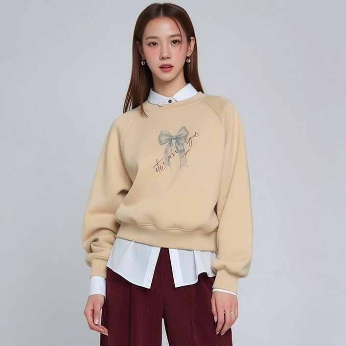 레코브 레코브 기모 리본 나그랑 맨투맨LG41D1LT002X