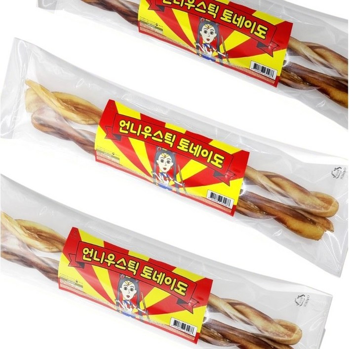 직접제조 100한우 언니우스틱 중대형견껌 토네이도 2개입 30CM이상, 110g, 1팩