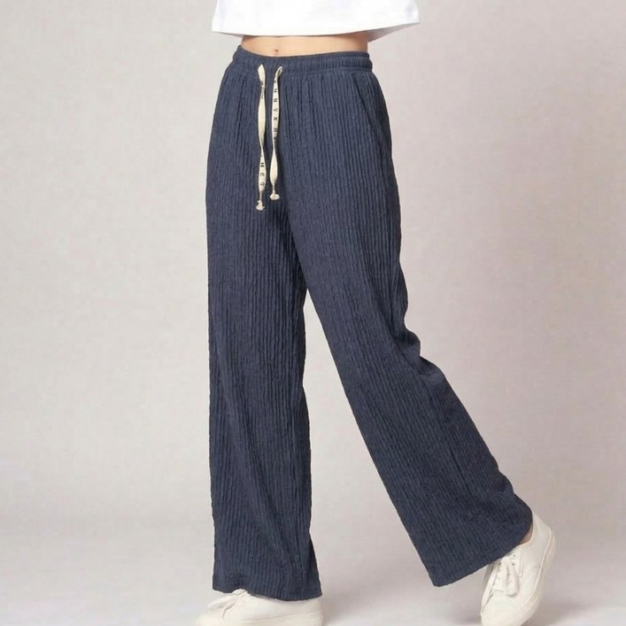 하루랩 여성 바지 여름 냉장고 플리츠 팬츠