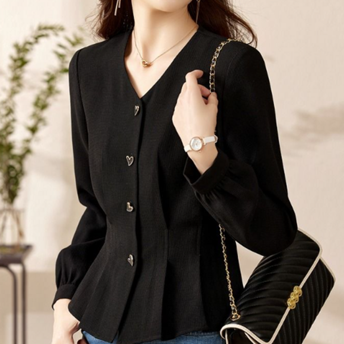 로렌미 하트버튼 페플럼 블라우스 S250813FW13