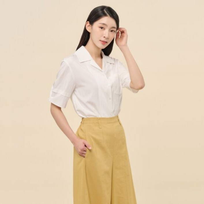 씨 포켓장식 5부 블라우스 (SGBAG0484) 648349