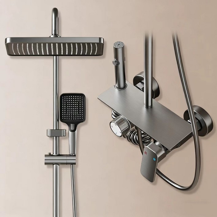 해바라기 샤워기 세트 4단 조절 선반형 프리미엄 샤워 헤드 세트