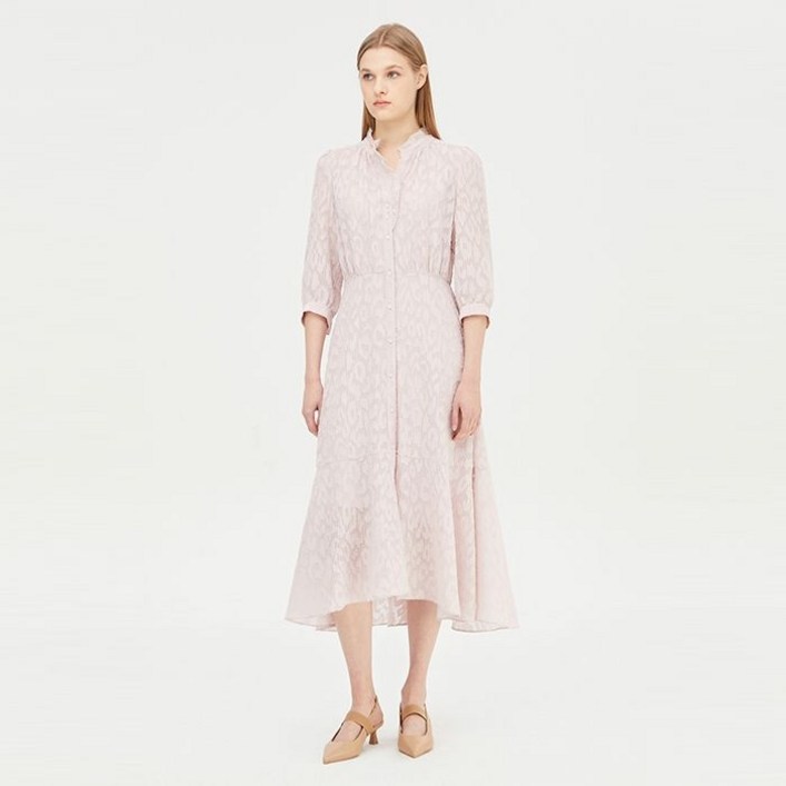 [백화점 정품] 시슬리 원피스 바네사 러플넥 번아웃 원피스_SAOP31431PK