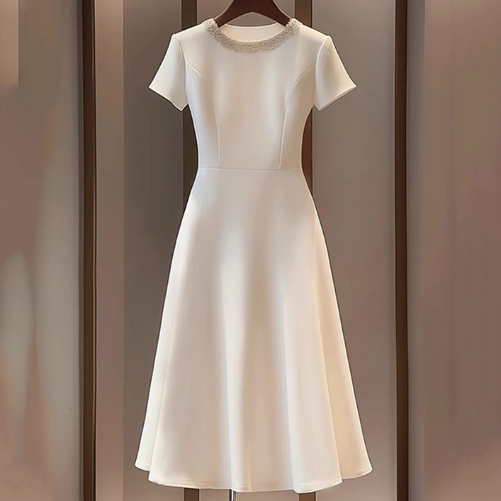 FANSYLI 결혼식 하객룩 여성 고급 정장 원피스 패션 심플 캐주얼 통근 원피스 미디 슬림 머메이드 오피스룩 X2507J6