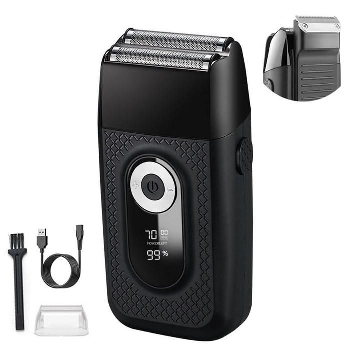 MOKIN 남성 면도기 습식 건식 얼굴 청결 전기 휴대용 충전식, 블랙