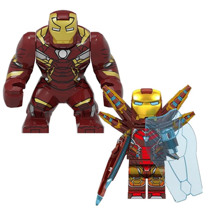 BIG  MINI 아이언맨 세트 5종 호환블럭 마블 어벤져스 슈퍼히어로 브릭미니피규어 취미수집장식컬렉션용 커스텀 블록피겨, 1개
